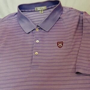 Peter‎ Millar Polo Shirt Mens XXL Purple Excellent Cotton Check Crest Golf